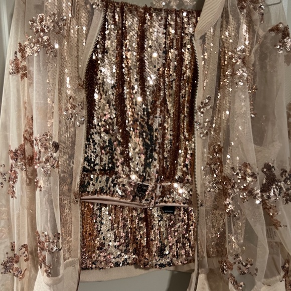 Windsor Sequin Pencil Skirt & jacket in Rose Gold - Picture 1 of 4